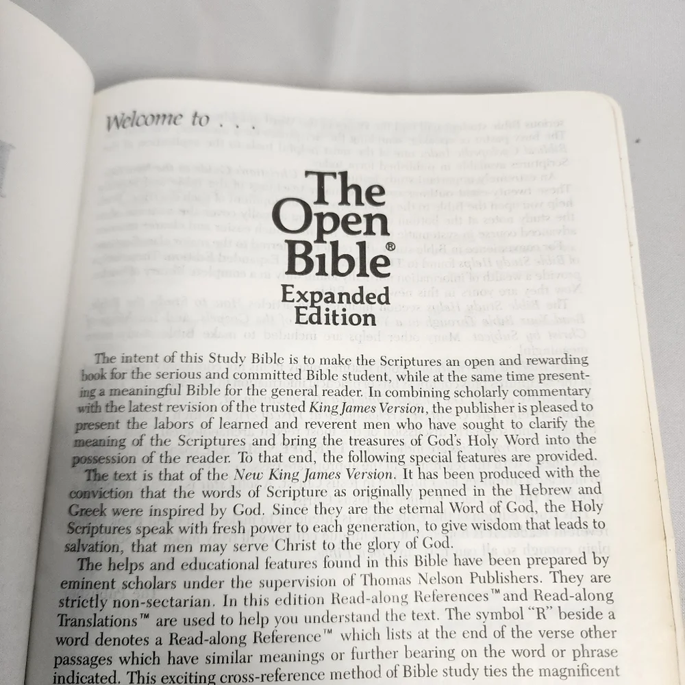 Vintage 1985 Holy Bible New King James Version The Open Bible Expanded Edition